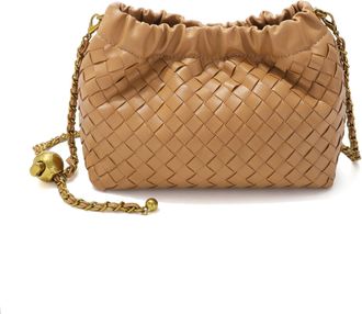 Adornia Tan Woven Gold Chain Adjustable Shoulder Bag