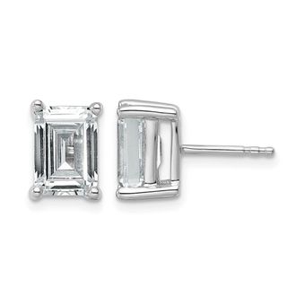 Diamond2Deal 14k Gold 4 ct Emerald Lab Grown Diamond Stud Earrings VS Clarity, G-H Color