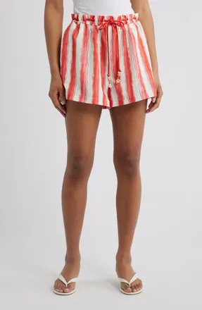 Kulani Kinis Striped Paperbag Shorts in Cherry Glaze at Nordstrom, Size X-Large