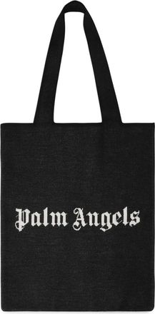 Palm Angels Tote Bag met Logo - Heren - Shoppers - Zwart - ONE Size - Wol - Tassen