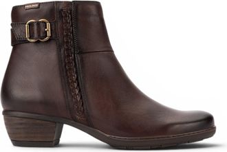 Pikolinos Pikolinos Womens Caoba Red Leather Heel Ankle Boots - Utiel