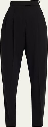 Michael Kors Dru Pleated Tapered Wool Trousers