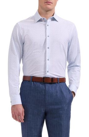 Bugatchi James OoohCotton Geo Print Button-Up Shirt in Air Blue at Nordstrom, Size Xxx-Large