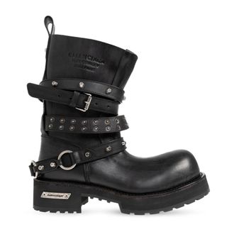 Balenciaga High Boots, male, Black, Size: 13 US Venom City Leather Platform Shoes