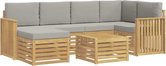 vidaXL Conjunto De Sof&aacute;s De Exterior 7 Uds. Blanco Y Gris Claro Vidaxl
