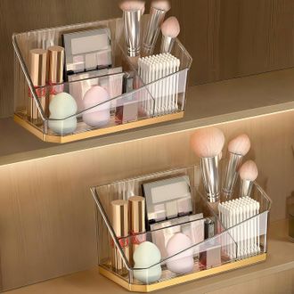 OEM Juego De 2 Organizadores Para Armario De Ba&ntilde;o, Cajas Con Separadores Ajustables Para Cosm&eacute;ticos
