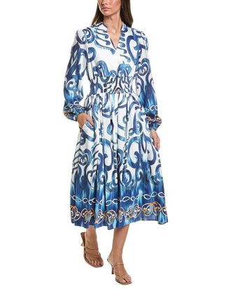 Gracia Floral Print Elastic Waist V-Neck Dress