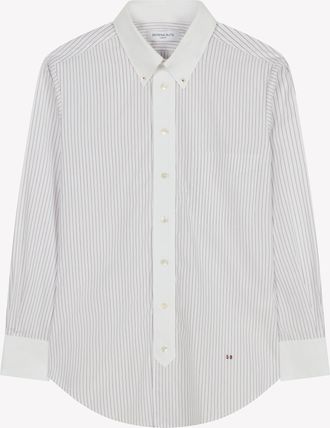 Serena Bute Cotton Johnny Shirt - Burgundy Stripe
