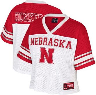 Colosseum Womens Colosseum White Nebraska Huskers Treasure Cropped Football Jersey at Nordstrom, Size Xx-Large