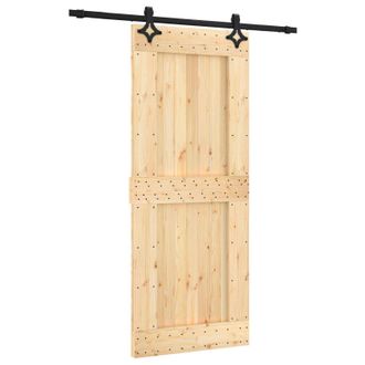 vidaXL Puerta Corredera Natural Y Negro 85 X 210 Cm Vidaxl