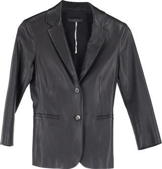 The Row Single-Breasted Jacket in Black Leather