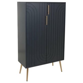 Wanderlust Deco Armario De Madera Y Metal Negra 75x37x126.5