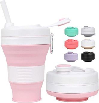 OEM Vaso Plegable - Vaso De Viaje - Ideal Para Actividades Al Aire Libre - Silicona Sin Bpa - 600 Ml - Rosa