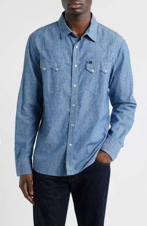 AG - Adriano Goldschmied Brynner Western Denim Snap-Up Shirt in Desert Dawn at Nordstrom, Size Xx-Large