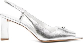 Tory Burch 75mm pierced peep-toe pumps - women - Bovine Leather/Goat Skin/Bovine Leather/Ovine Leather (top grain) - 10.5 - Silver