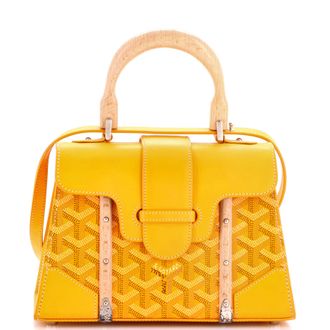 Goyard Structured Saigon Top Handle Bag Coated Canvas with Leather Mini