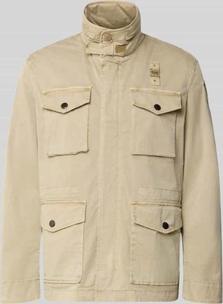 Blauer Jacke mit Stehkragen und Pattentaschen Modell Ashmont in Beige, Gr&ouml;&szlig;e XXL