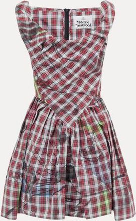 Vivienne Westwood Mini Sunday Dress Printed Check Red 46 Women