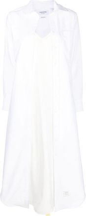 Thom Browne tab-detail shirt dress - women - Silk/Cotton - 40 - White