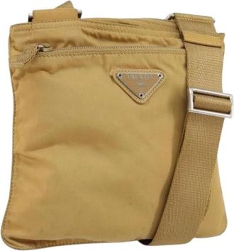 Prada Pre-owned Cross Body Bags, female, Beige, Size: ONE SIZE Pre-owned Nylon Cross Body Bag