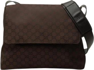 Gucci Pre-owned Canvas Crossbody Bag - Dames - Vintage Schoudertas - Bruin - ONE Size - Leer - Vintage