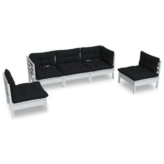 vidaXL Vidaxl - Muebles De Jard&iacute;n 5 Pzas Con Cojines Madera Maciza De Pino