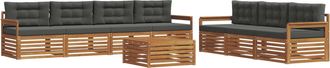 vidaXL Conjunto De Sof&aacute;s De Exterior 8 Uds. Natural Y Antracita Vidaxl