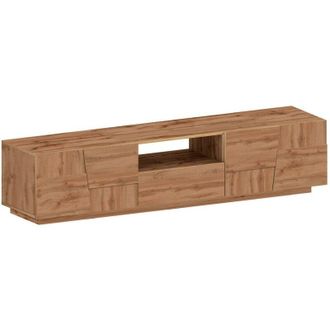 Dmora Mobile porta tv Maestrale, Credenza bassa da soggiorno con 4 ante e 1 cassetto, Base porta tv, 220x44h46 cm, Rovere - Dmora