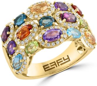 Effy 14K Yellow Gold Multi-Gemstone Diamond Gallery Ring in 14K Gold at Nordstrom, Size 7