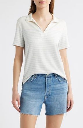 Rag & Bone Stripe Knit Polo in Ivory/Pale at Nordstrom Rack, Size Large