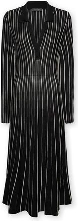Elena Miro Gestreept gebreide jurk - Dames - Kleedjes - Zwart - XS - Leer - Kleedjes