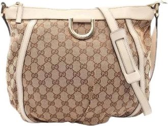 Gucci Pre-owned Abbey GG Canvas Leren Schoudertas - Dames - Vintage Schoudertas - Beige - ONE Size - Leer - Vintage