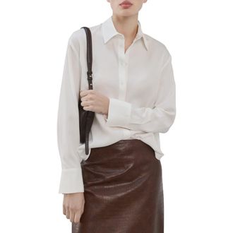 Mango Straight Button-Up Shirt in Ecru at Nordstrom, Size 10