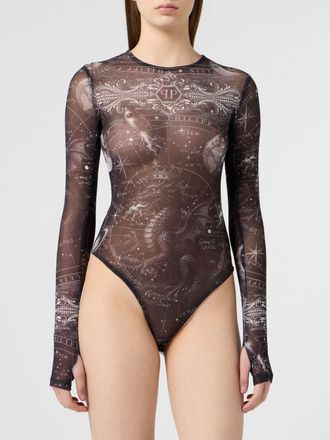 Philipp Plein Body slim fit in jersey a maniche lunghe con stampa grafica