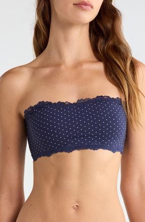 Free People Charlie Bandeau Bra in Navy Dot at Nordstrom, Size X-Large