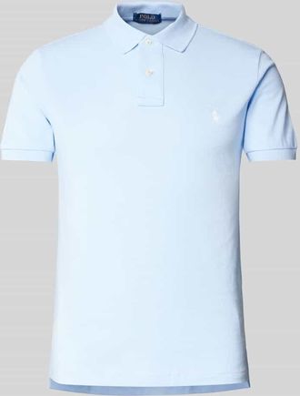 Polo Ralph Lauren Slim Fit Poloshirt mit Label-Stitching in Hellblau, Gr&ouml;&szlig;e XXL