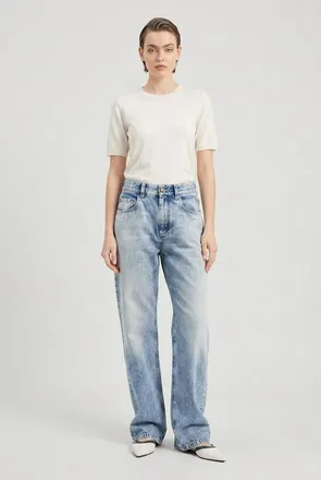 Brunello Cucinelli Light Blue Relaxed Trousers, Brand Size 52 (US Size 18)
