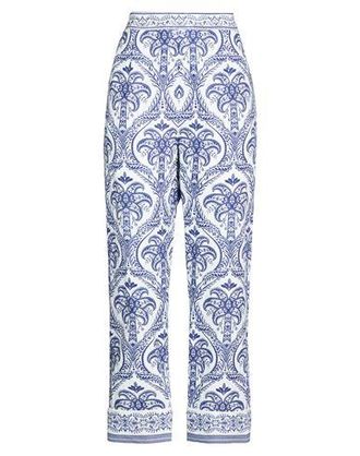 Farm Rio BLUE TROPICAL CAMEO OFF-WHITE PAJAMA PANTS