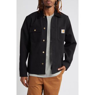Carhartt Work in Progress Michigan Canvas Coat in Black /Black Rigid at Nordstrom, Size Medium