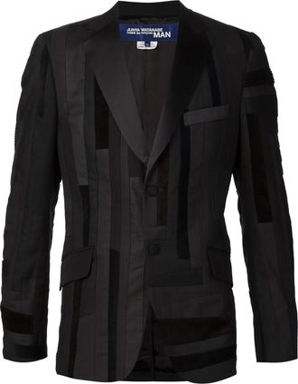 Junya Watanabe stripped patchwork blazer - Nero