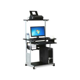 Yaheetech Yaheetech - Mesa de Ordenador con Ruedas Escritorio de la Computadora Escritorio para Oficina con Bandeja de Teclado 80x50x132 cm Negro