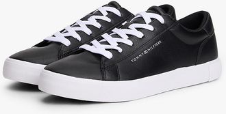 Tommy Hilfiger Mens Metallic Logo Pebbled Court Sneaker - Black / White - US 10.5 / EU 43.5