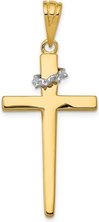 Diamond2Deal 14k Two-tone Gold Cross Crown of Thorns Pendant