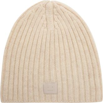 Acne Studios Logo-appliqué Wool Beanie - Cream - One Size