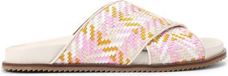 Kurt Geiger Womens Brixton Cross Strap Slide Sandals - Pink Fabric - Size UK 3