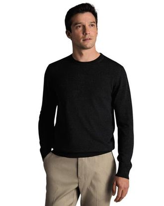 CHARLES TYRWHITT Pure Merino Crew Neck Sweater in Dark Charcoal at Nordstrom, Size Xxx-Large