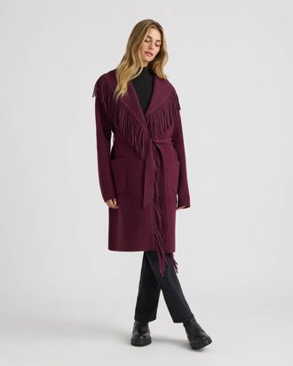 NVLT Womens Eyelash Mink Wrap Fringe Coatigan