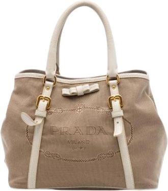 Prada Pre-owned Vintage Satchel - Dames - Vintage Shopper - Beige - ONE Size - Leer - Vintage