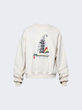 Rhude MenS Cream Cotton Graphic Sweatshirt, Size L