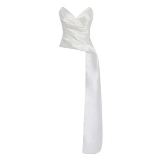 Elisabetta Franchi Gazar Top met sleepachtig paneel - Dames - Tops - Wit - Maat: XS Zijde